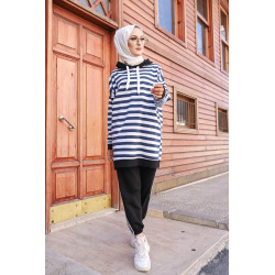 Ensemble décontracté de type sportswear - Survêtement 2 pièces à rayures pour femme...