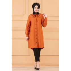 Single cut shirt dressed for women (Hijab classic) - Rust color