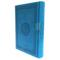Le Saint Coran version arabe (Lecture Hafs) de luxe avec couverture en daim bleu-turquoise