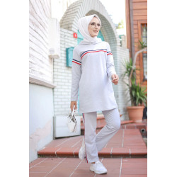 Swimwear with basic cotton hoodie and jogger (Hijab Sport for Muslim women) - Light...