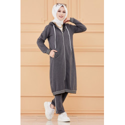 Ensemble sportswear avec longue veste et pantalon (Tenue sport mastour pour femme...