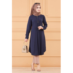 Tunique longue boutonnée chic pour femme (Vêtement style habillé pour hijab) - Couleur...