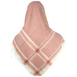 Foulard palestinien (Ghutra) rouge et blanc carré 132 cm