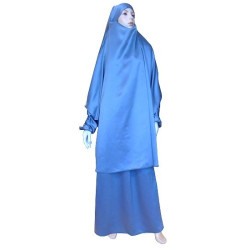 Reversible jilbab (satin / normal) two pieces (Cape + Flared skirt) - Size S / M - Gray...