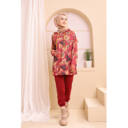 Ensemble tunique et pantalon assorti pour femme (Tenue Hijab Style décontracté) -...