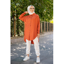 Chemise longe pour femme (Vêtement pour hijab) - Couleur brique
