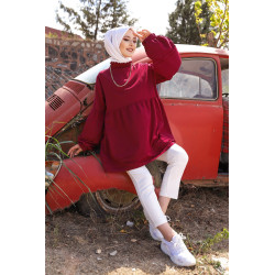 Large large sleeve jacket for women-burgundy color
