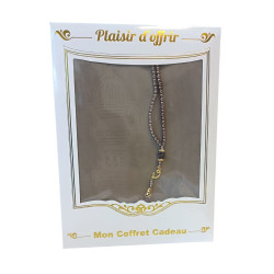 Coffret cadeau musulman : Tapis de prière avec chapelet - Couleur Gris