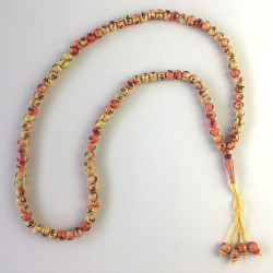 Chapelet "Sebha" à 99 grains (jaune et saumon) avec le Nom d'Allah et du Prophète sur...