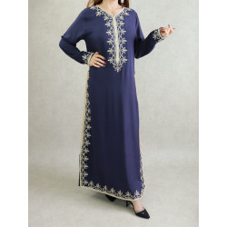 Maghrebian caftan with embroidery - Color Navy blue