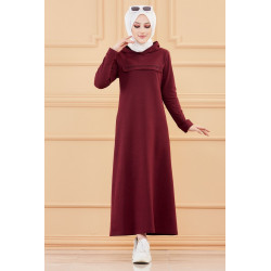 Robe-sweat long décontracté avec capuche (Tenue moderne style sport pour Hijab) -...