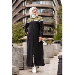 Robe longue à capuche zippée pour femme (Vêtement Hijab décontracté et sport) - Couleur...