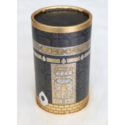 Gift Box Prayer Tapis and luxury rosary (golden round box) - Black color with Kaaba...