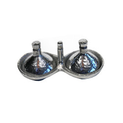 Tajine double décoratif marocain en aluminium martelé