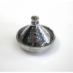Mini tajine décoratif marocain en aluminium argenté