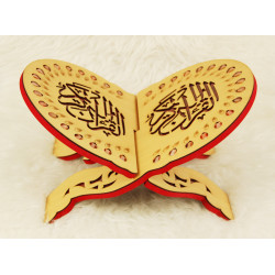Porte Coran traditionnel en bois décoré - Support Livre (40 x 30 cm)