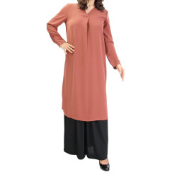 Tunique longue col croisé pour femme de couleur Rouille