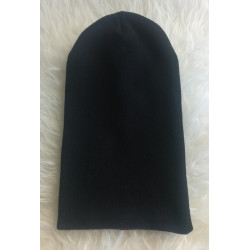 Bonnet d'hiver noir long (avec partie rabattable)