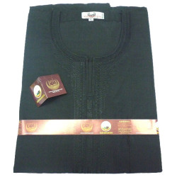 Qamis Al-Haramayn sans col brodé - Couleur noire