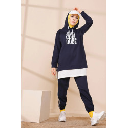 Survêtement avec extension blanche - Sweat à capuche imprimé et pantalon (Boutique de...