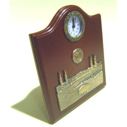 Tableau en bois avec montre Horloge - La Mecque - Médaillon Allah