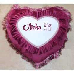 Taie d'oreiller en velours couleur violet en forme de coeur - Housse de coussin de luxe...