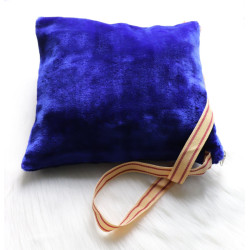 Velvet bag with zip closure-Couleur blue