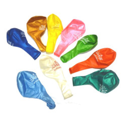 Lot of 100 multicolored inflatable balloons "Aid Moubarak" (French / Arabic)