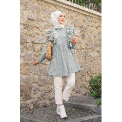 Tunique-chemise à volants ample pour femme (Vêtement pour Hijab - Nouvelle collection)...