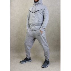 Veste légère à capuche zippée bande noire inscription Best Ummah - Couleur Gris clair...