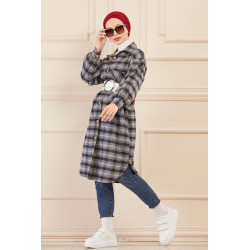 Oversize black-tiled shirt for women