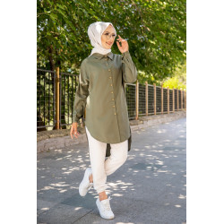 Chemise longe pour femme (Vêtement pour hidjab) - Couleur kaki