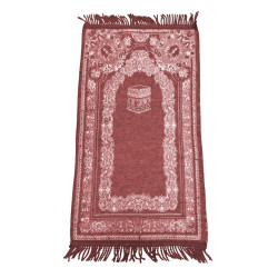 Tapis de prière pour enfant musulman décoré avec parties brillantes - Couleur marron