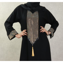 Robe Abaya Dubai black quality with strass and diamonds