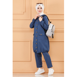Ensemble décontracté casual pour femme (Modest Fashion) - Couleur bleu pétrole