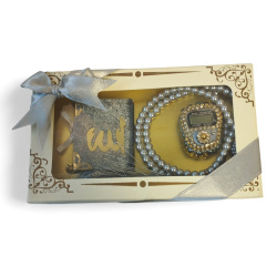 Coffret Cadeau Musulman Couleur Gris : Mini Coran + chapelet "Sabha" + Chapelet...