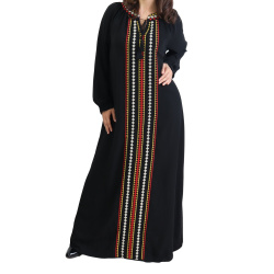 Robe Abaya brodée pour femme - Couleur Noir