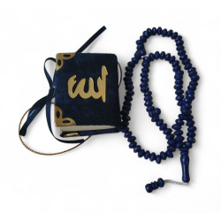 Coffret Cadeau : Mini Coran + chapelet "Sebha" (Cadeau Musulman) - Couleur bleu nuit
