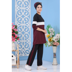 Ensemble survêtement 2 pièces de couleur aubergine - Vêtement moderne et décontracté et...