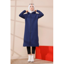 Cardigan Gilet long zippé style décontracté et sport col à capuche pour femme voilée -...