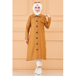 Woman's Trench-Long Jacket (Muslim hijab) - Color-tobacco