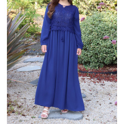 Long Robe with Female Lace-Color Blue Marine