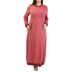 Sportswear style dress with pockets in dark salmon color