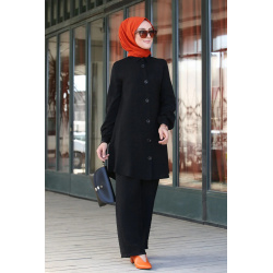 Chemise mi-longue fluide ample légèrement brillante (Chemises femme hijab mode) -...