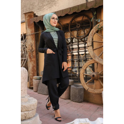 Veste mi-longue pour femme voilée (Gilet pour Hijab) - Couleur noir