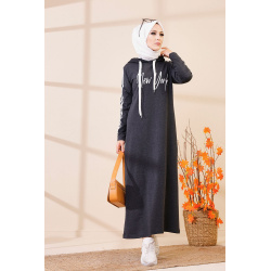Dedicated relaxed dress with hood modern style and sport-Color anthracite