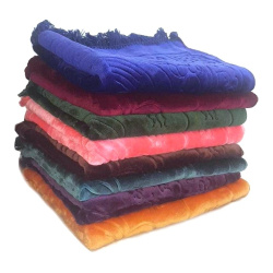 Tapis de prière adulte ultra-doux - couleur unie avec motifs et frange torsadée...