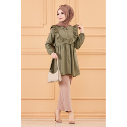 Tunique chemise classique pour femme (Vêtements pour Hidjab) - Couleur kaki