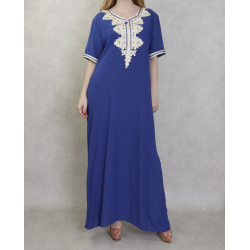 Long embroidered oriental dress embroidered with short sleeves for women (Several...