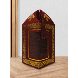 Golden Boite with pompon and its assorted carpet (idea Muslim gift boxes) - Color Bordeaux